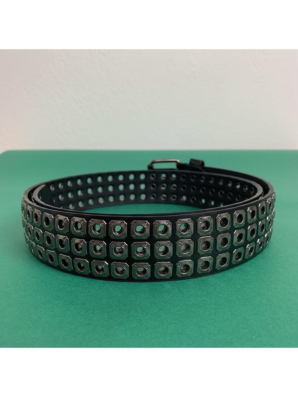 Cyber y2k 2000s style dark silver studded belt. Nice quality. 42 inches length